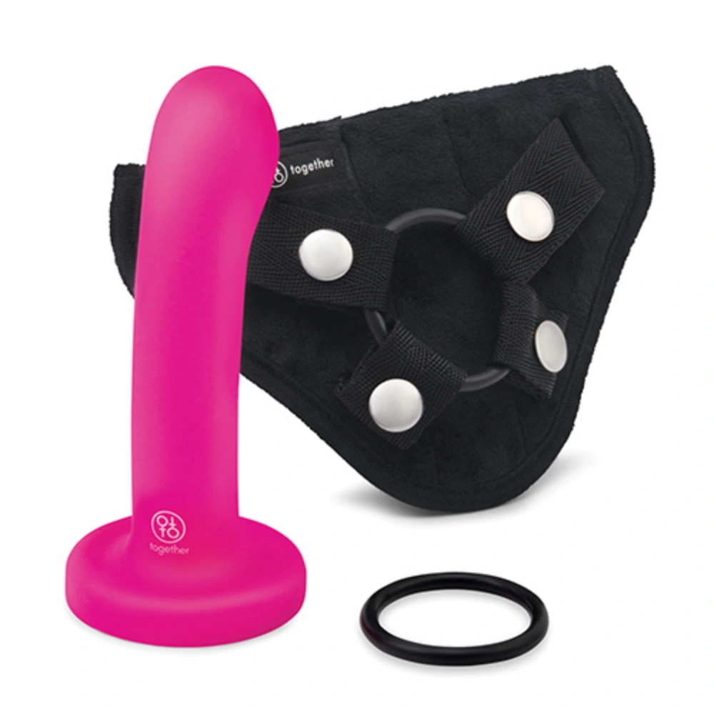 Togehter Pop 5.5” Silicone Dildo & Harness Set 5 in Wearable Dildo For Couples Pegging