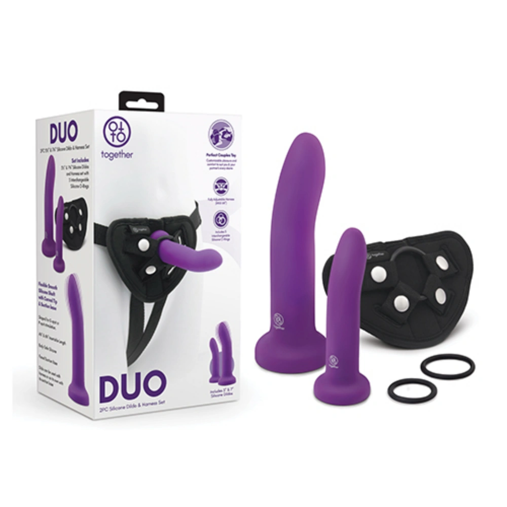 Together 2 pcs 5.5” & 7.75” Silicone Dildo & Harness Set Strap-On Dildo For Couples