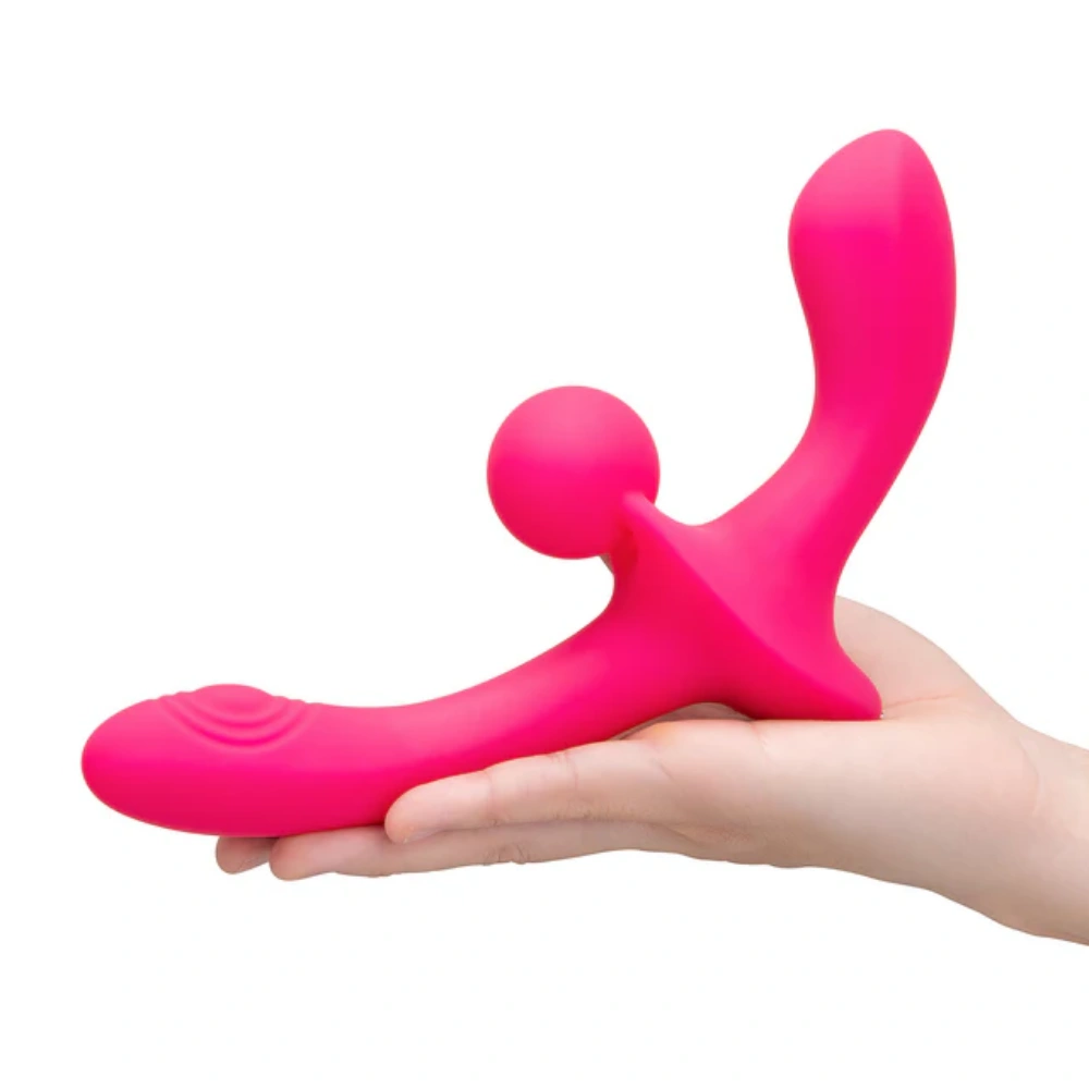 together double tap vibrating strapless strap on dildo