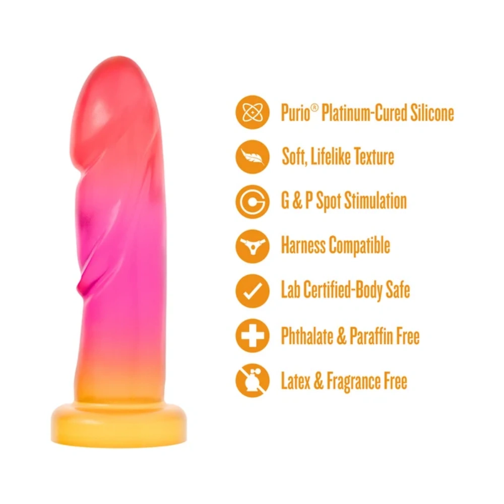 Blush Avant Sunburst 7.5 inch Silicone Flexible Dildo Curved Suction Cup G Spot Pegging Toy