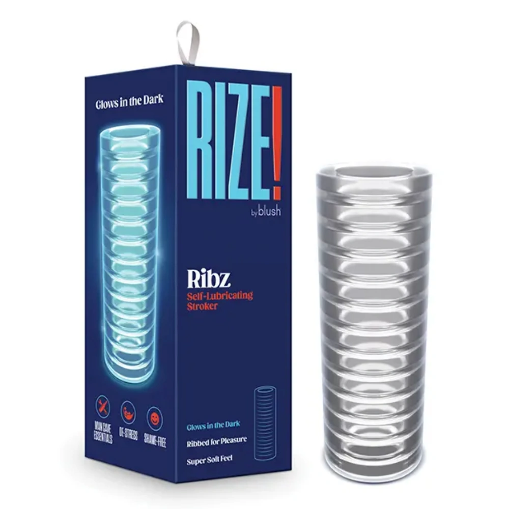 Blush Rize Ribz Male Masturbator with Squeezable Ribbed Canal Open Ended Design for Men