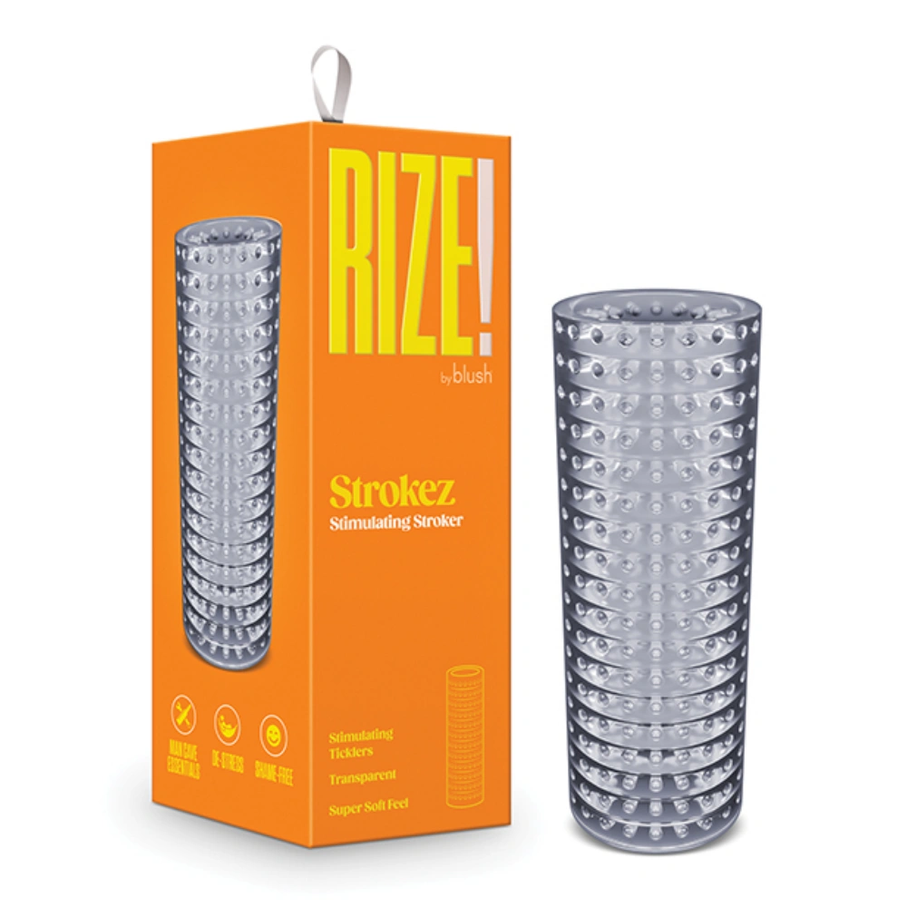 Blush Rize Strokez Male Masturbator 5.5 Inch Open-Ended Clear Pocket Stroker