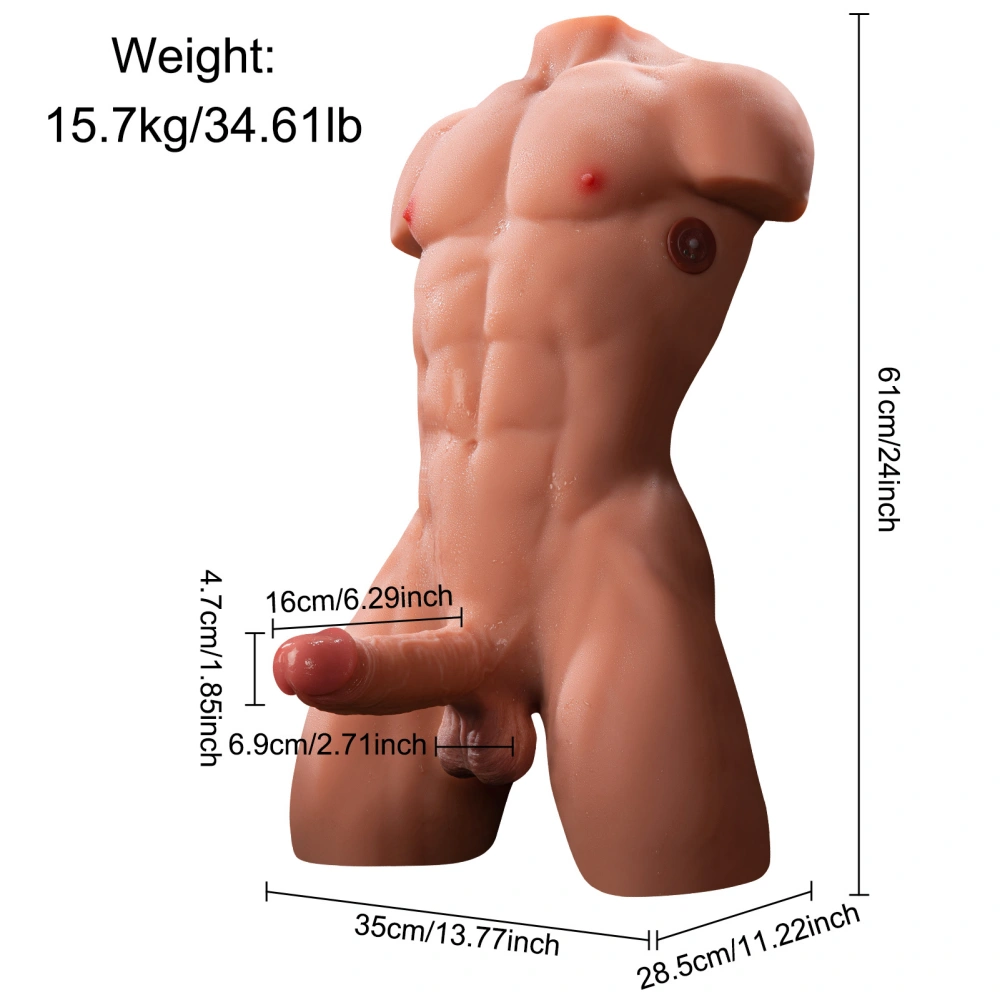 henry realistic male torso sex doll w/ inside skeleton & thrusting dildo for women