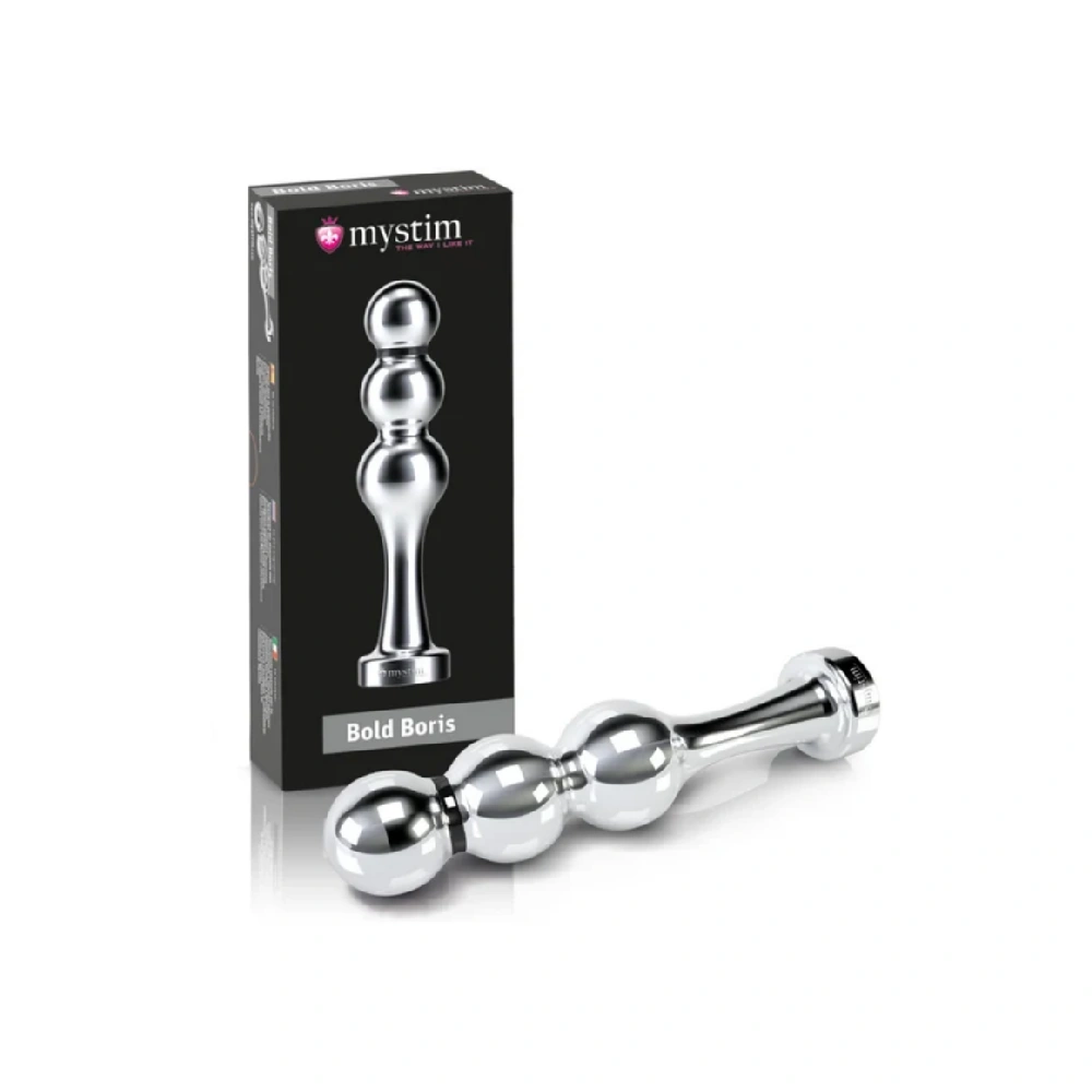 Mystim Bold Boris Dildo Ball Plug E Stim Compatible Smooth Metal Design for Solo Play