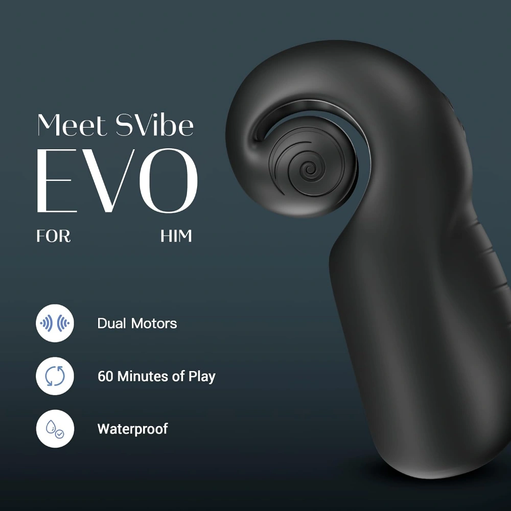 SVibe Evo Rechargeable Male Masturbator Silicone Sex Toy For Men w/ Multi-speeds