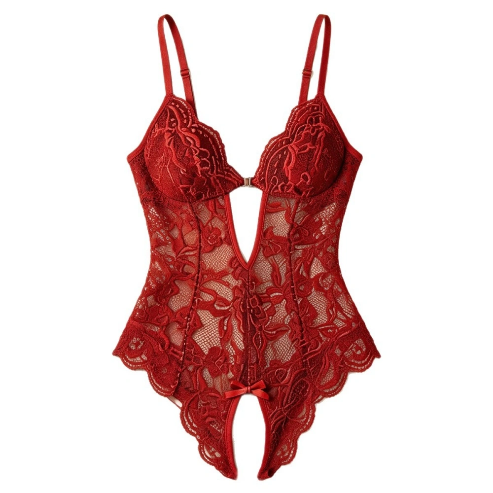 lace lingerie teddy open crotch design