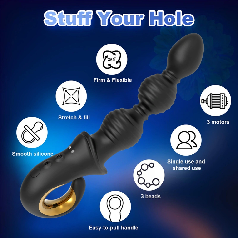 Venusfun Inflatable Anal Beads Vibrator Prostate Massager Silicone Vibrating Anal Plug