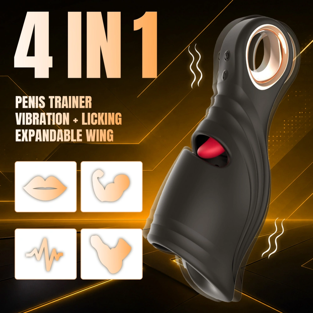 Venusfun Male Tongue Licking Vibrating Glans Trainer Cock Sleeve Penis Sleeve w/ 10 Modes