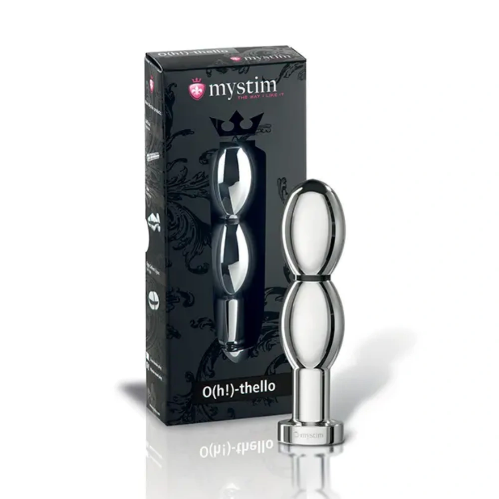 Mystim O(h!)-thello e-Stim Oval Aluminum Dildo 5.5 Inch Bipolar Metal Toy for E Stim