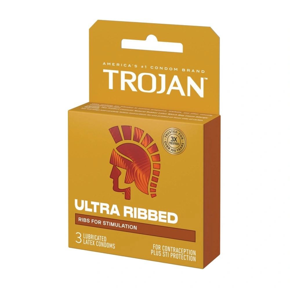 trojan ultra ribbed condoms box of 3