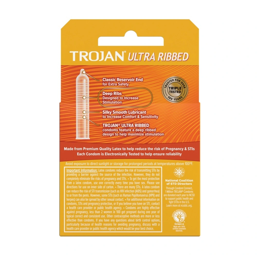 trojan ribbed latex condoms with lubricant