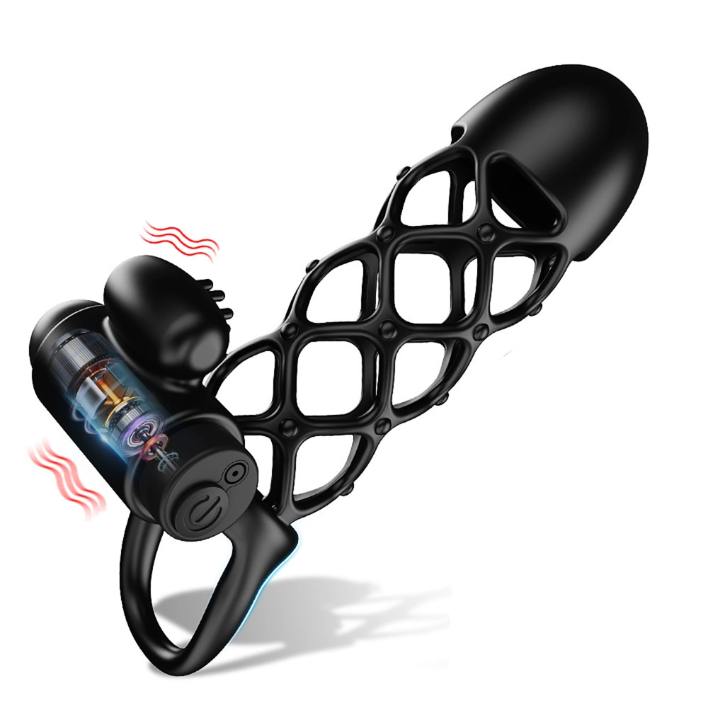 Venusfun Dual Pleasure Vibrating Cock Ring 10 Modes G Spot Dildo with Openwork Sleeve