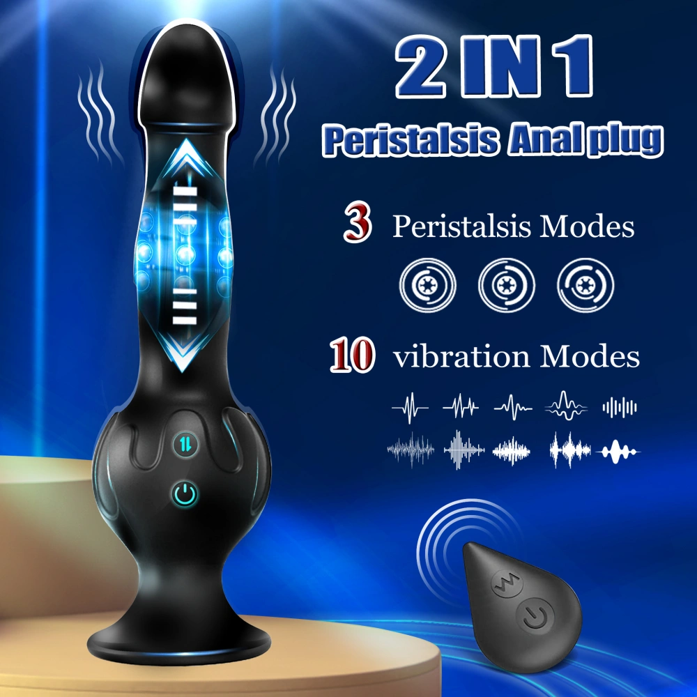 Venusfun 2 in 1 Peristaltic Vibrating Anal Plug with Remote Control Dildo Vibrator