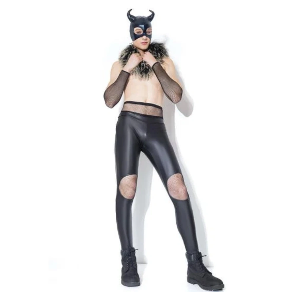 coquette black faux leather devil mask