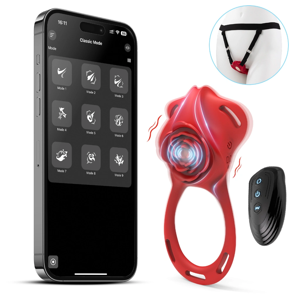 Venusfun Wearable Rose Vibrating Cock Ring 9 Modes App Controlled Couples Clitoral Toy