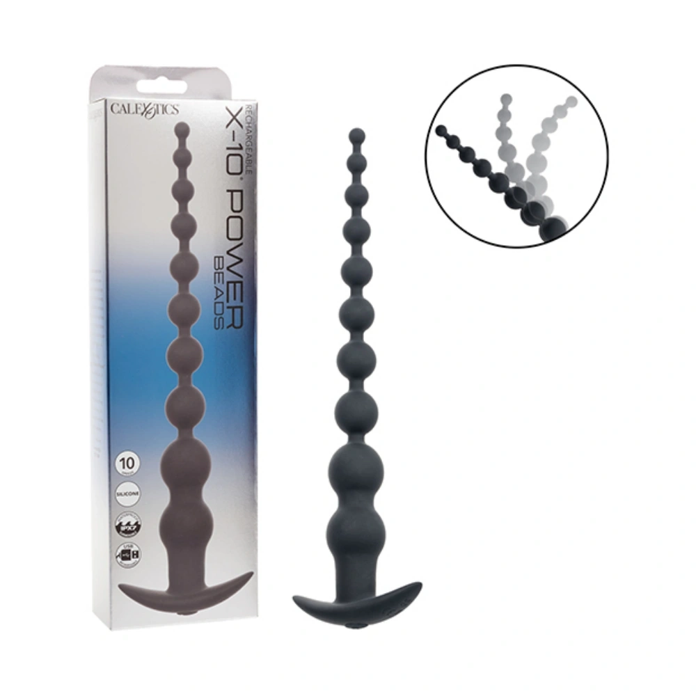 CalExotics Rechargeable X-10 Power Beads Butt Plug Anal Beads Silicone Backdoor Trainer