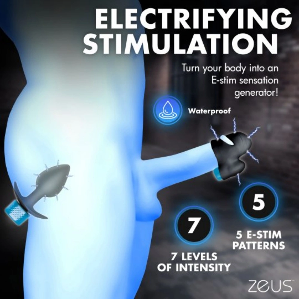 Zues 2 in 1 Anal Plug & Head Teaser E-Stim Kit Dual Stim BDSM Sex Toy w/ Remote Control