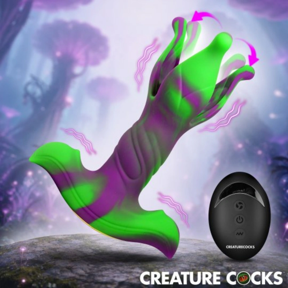 XR Brands Alien Bloom Expanding Silicone Anal Plug Fantasy Butt Vibrator w/ Remote Control