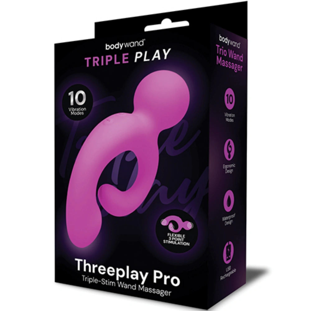 Bodywand Triple Play Threeplay Pro G-spot & Clitoris Vibrator w/ 10 Vibration Modes