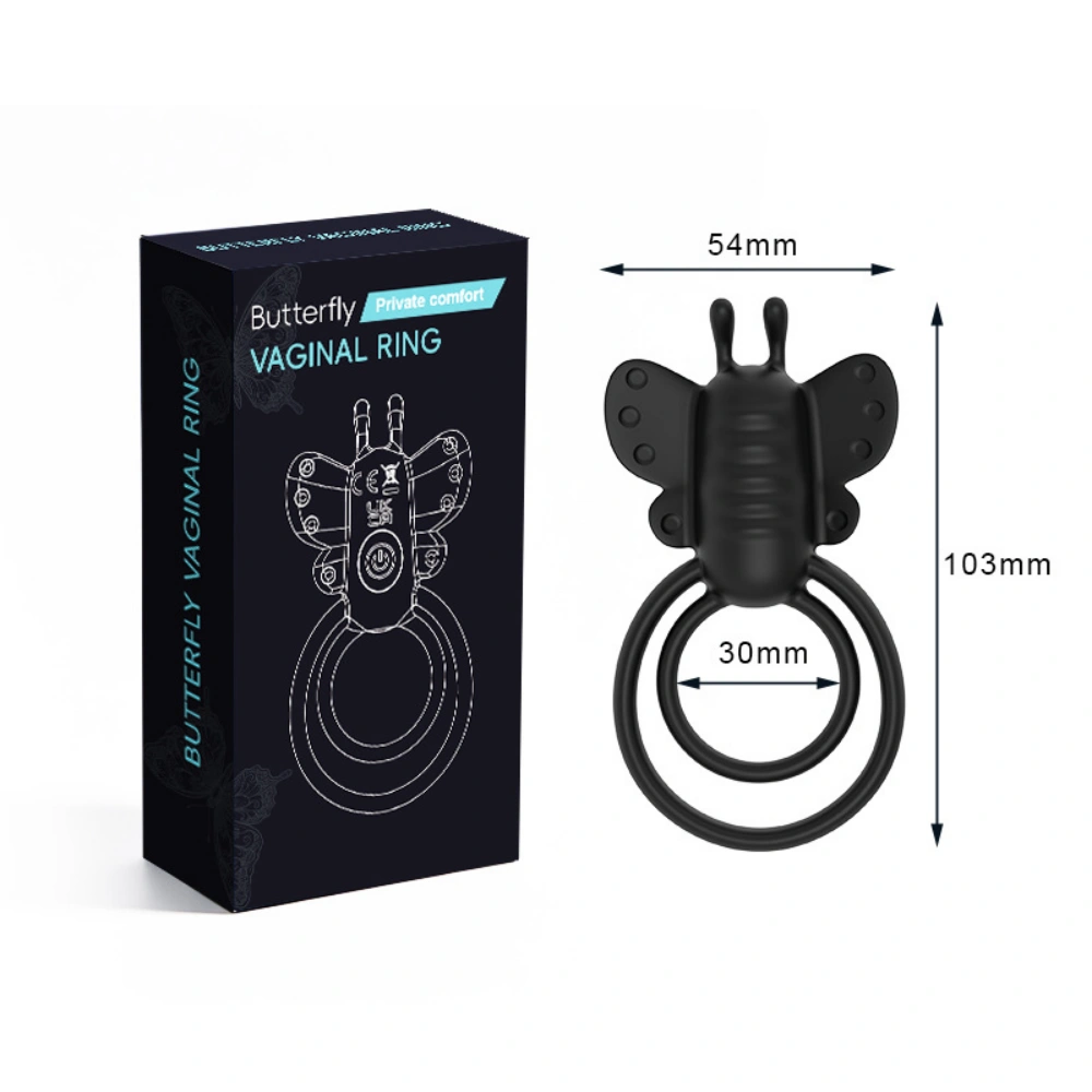 Venusfun Butterfly Dual-Ring Vibrating Cock Ring Silicone Penis Ring Couples Sex Toy