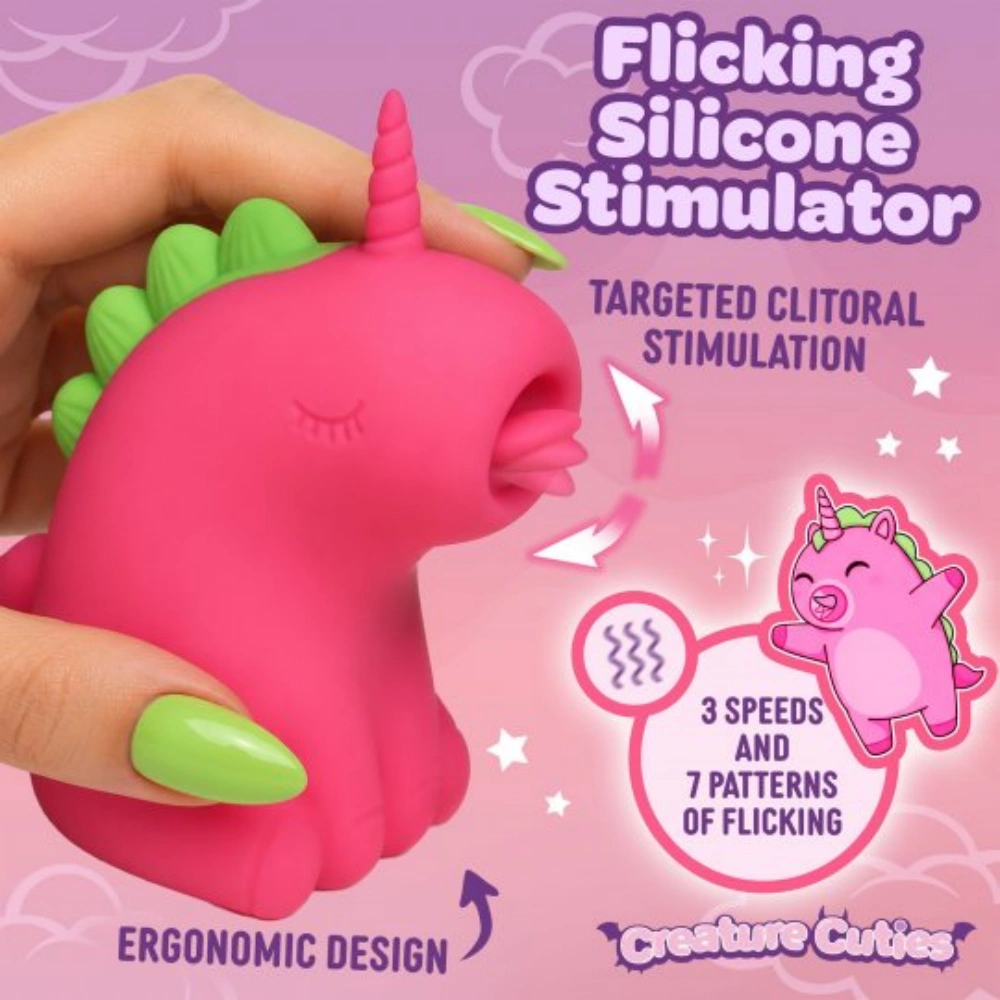 Creature Cuties Flickyhorn Flicking Tongue Licking Clitoral Vibrator Cute Clitoris Massager