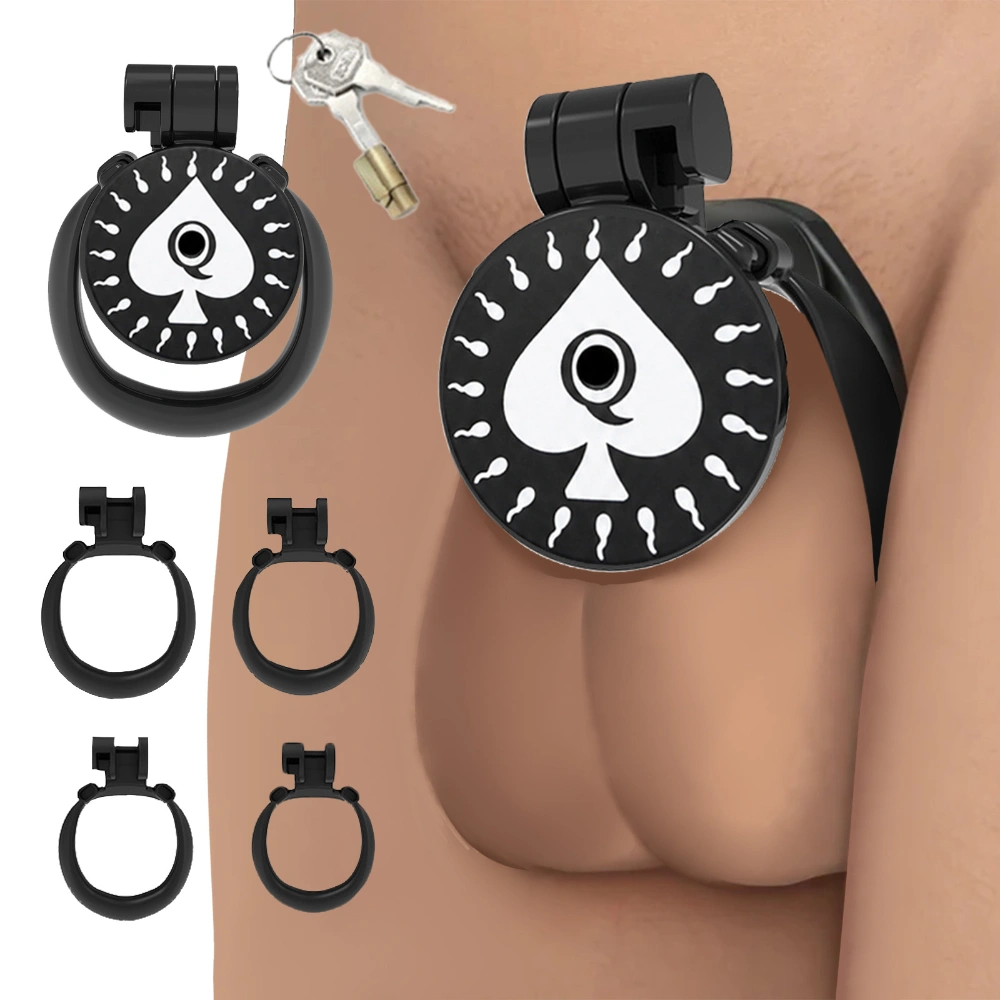 Male Flat Chastity Cage Queen of Spades Sissy Toys Small Cock Cage BDSM Fetish Roleplay
