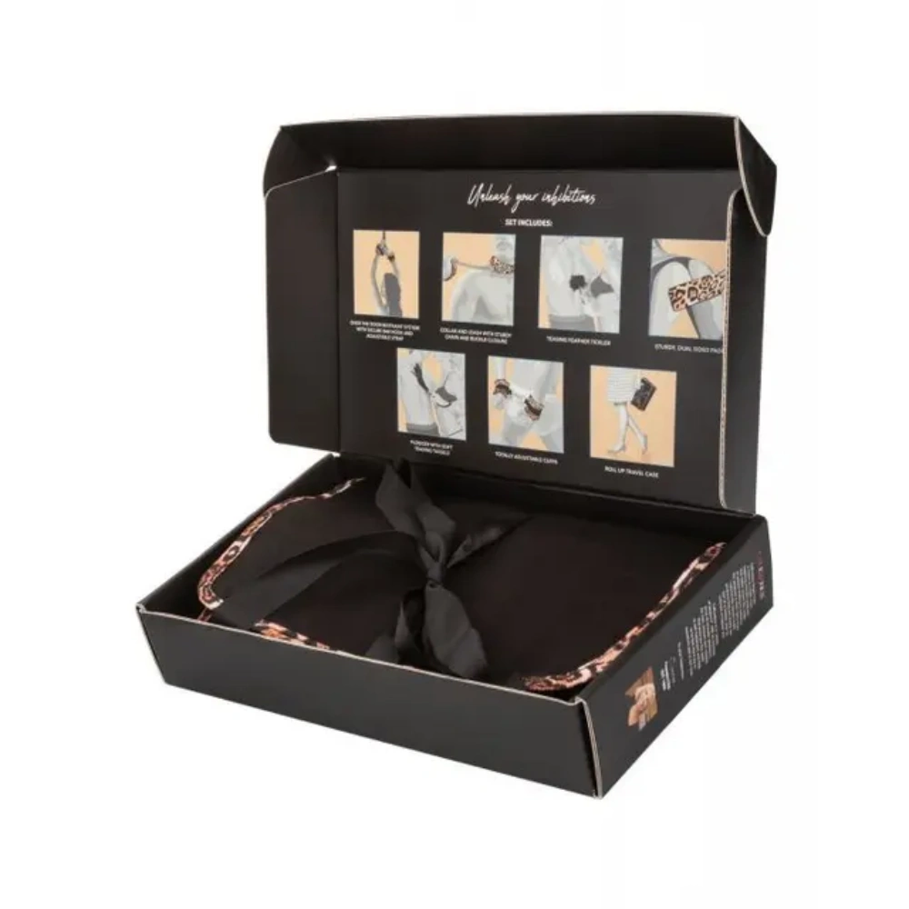 unleashed animal print travel bondage set