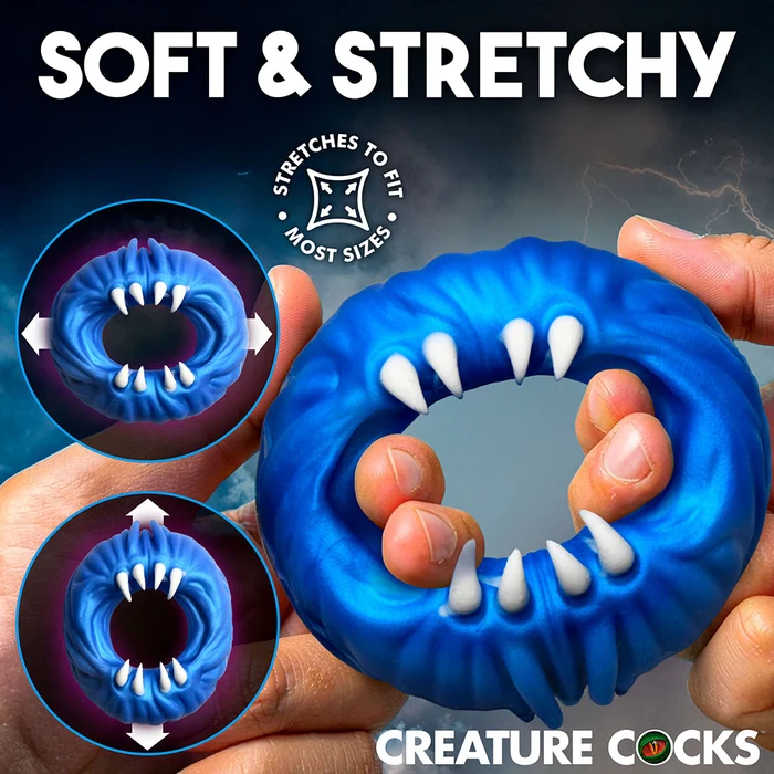 blue textured cock ring