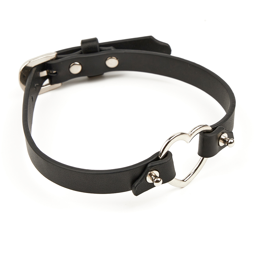 Sex Metal Heart-Shaped Leather Collar