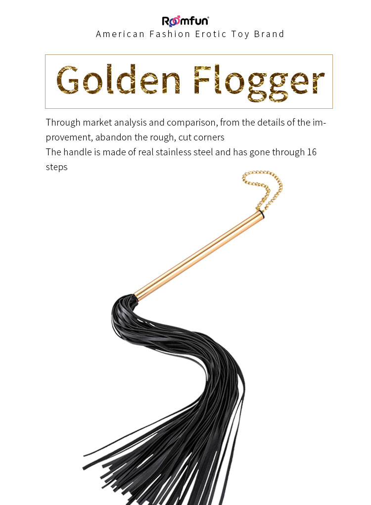 Roomfun Golden Flogger BDSM Whip Sexy Spanking Paddle ZW-031