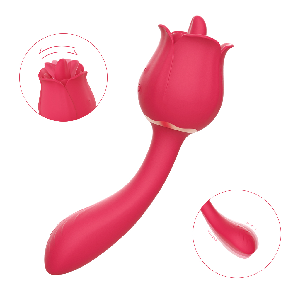 S-Hande Rose Flower Tongue Licking Vibrator SHD-S361-2 Red