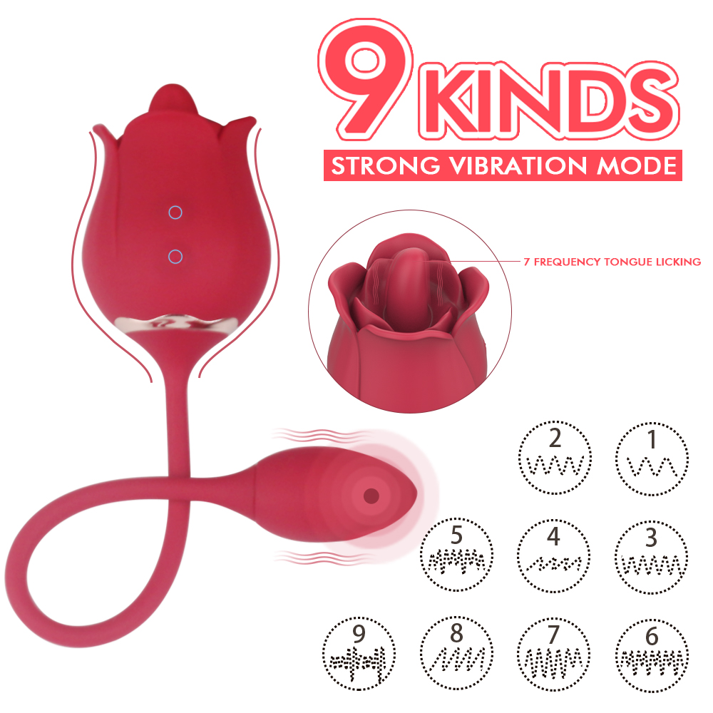 S-Hande Tongue Licking Rose Vibrator With Vibrating Tail