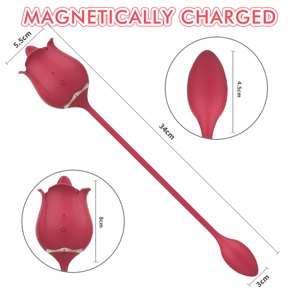 S-Hande Tongue Licking Rose Vibrator With Vibrating Tail