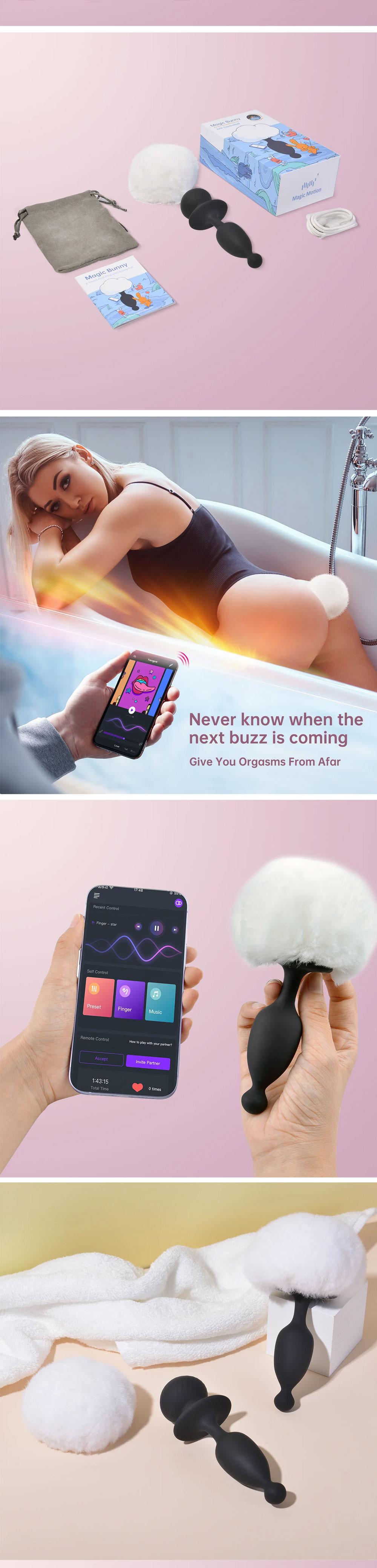 Magic Motion Bunny Tail Vibrating Anal Plug App Controlled