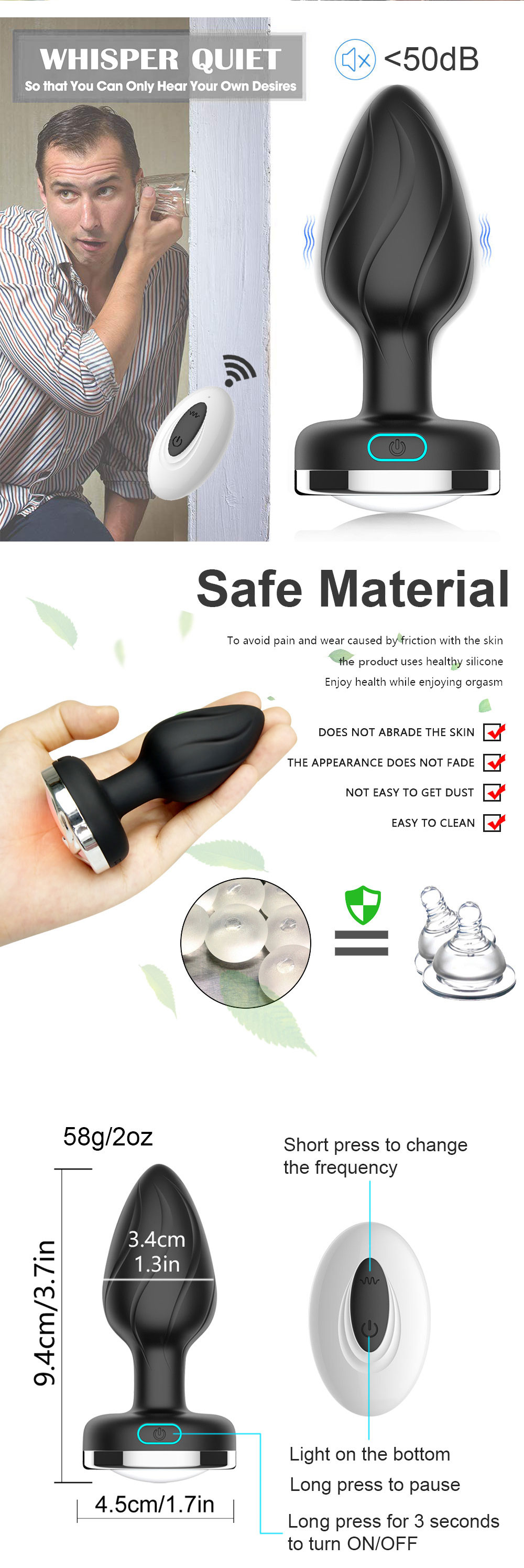 Vibration Led Butt Plug With Remote Control 1