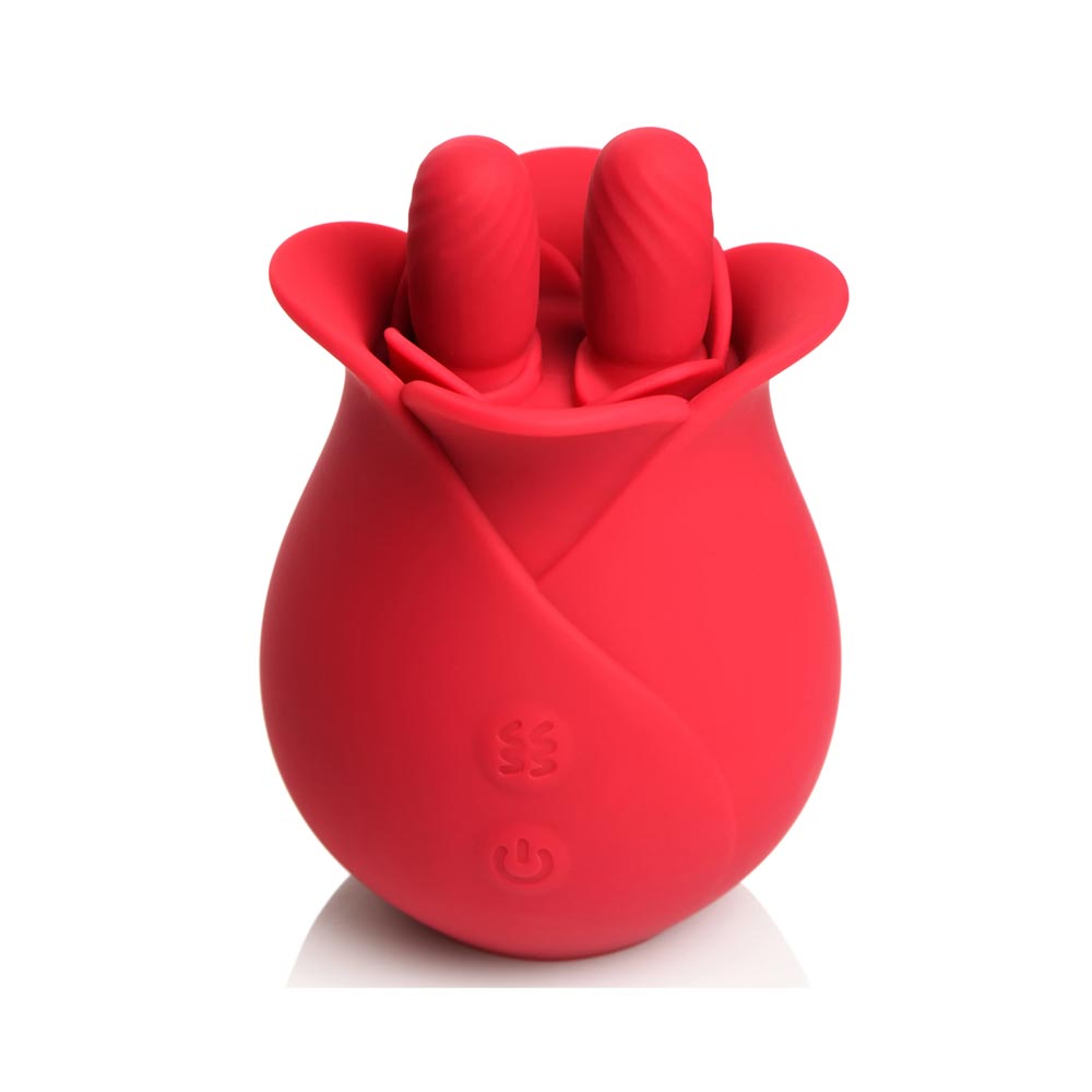The Rose Fondle 10X Massaging Silicone Clit Stimulator Rechargeable Massager