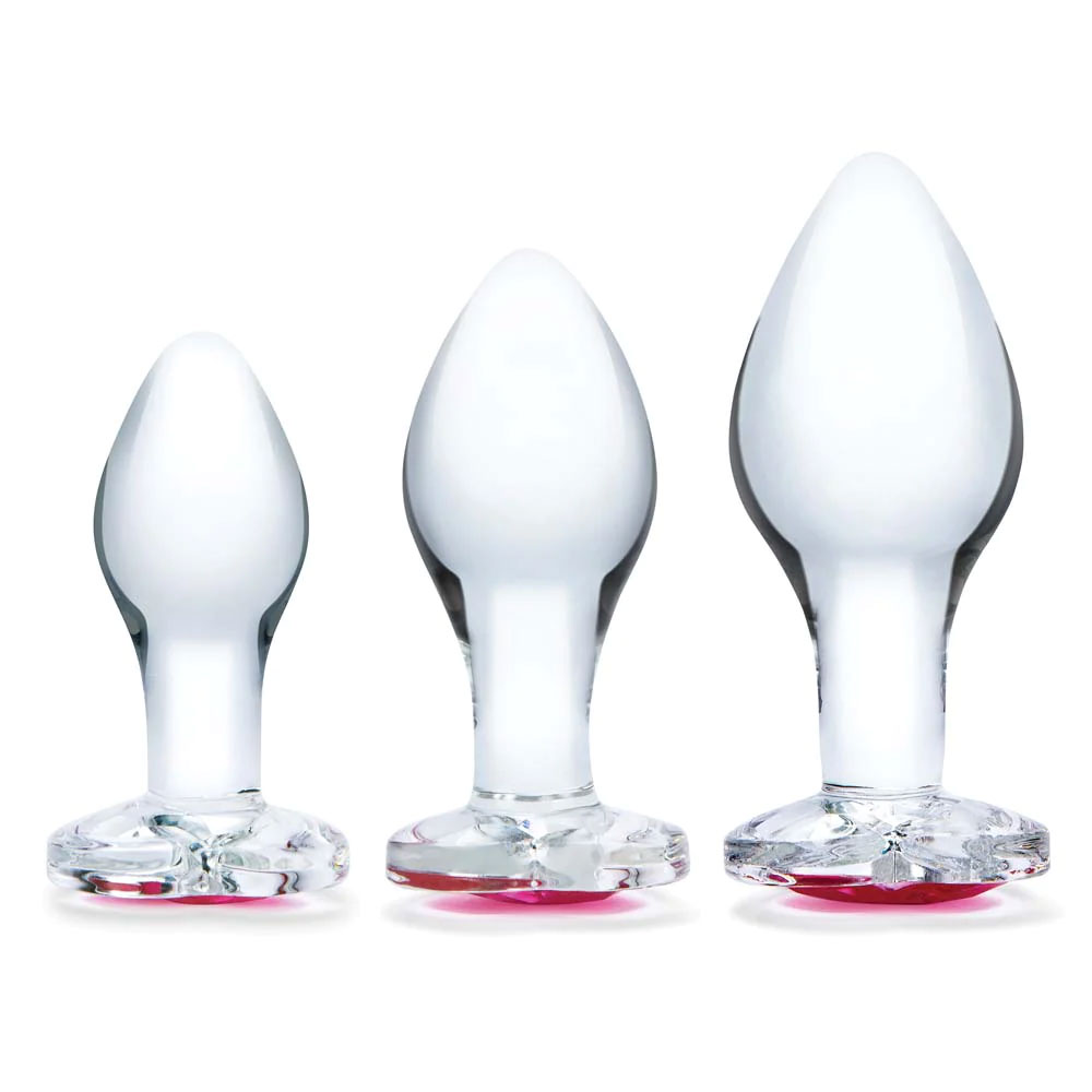 Glas 3 PCS Heart Jewel Glass Anal Training Kit - Clear