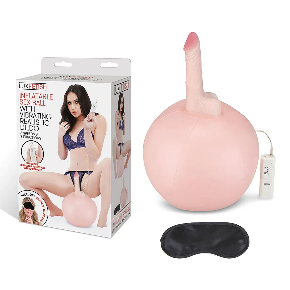 Lux Fetish Inflatable Sex Ball with Vibrating Realistic Dildo 5 Inch