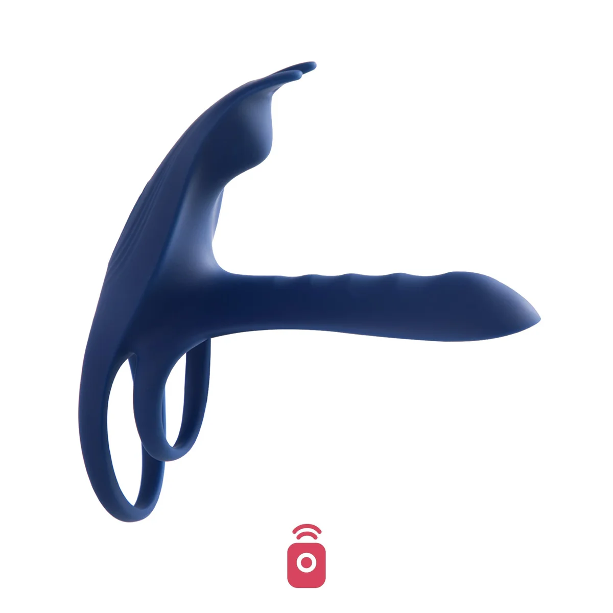 blue fox vibrating penis sleeve on bed