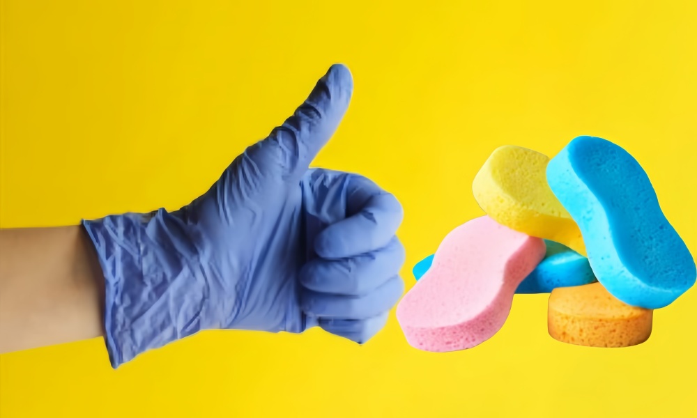  Sponge and Rubber Glove