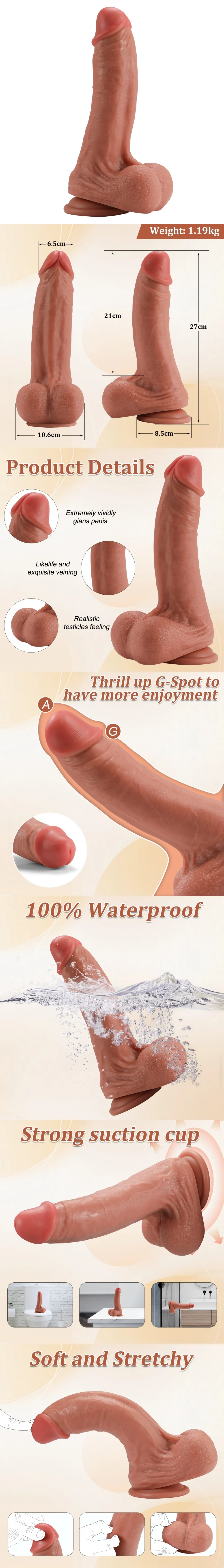 realistic dildo with strong suction cup and soft tpr texture for women solo pleasure