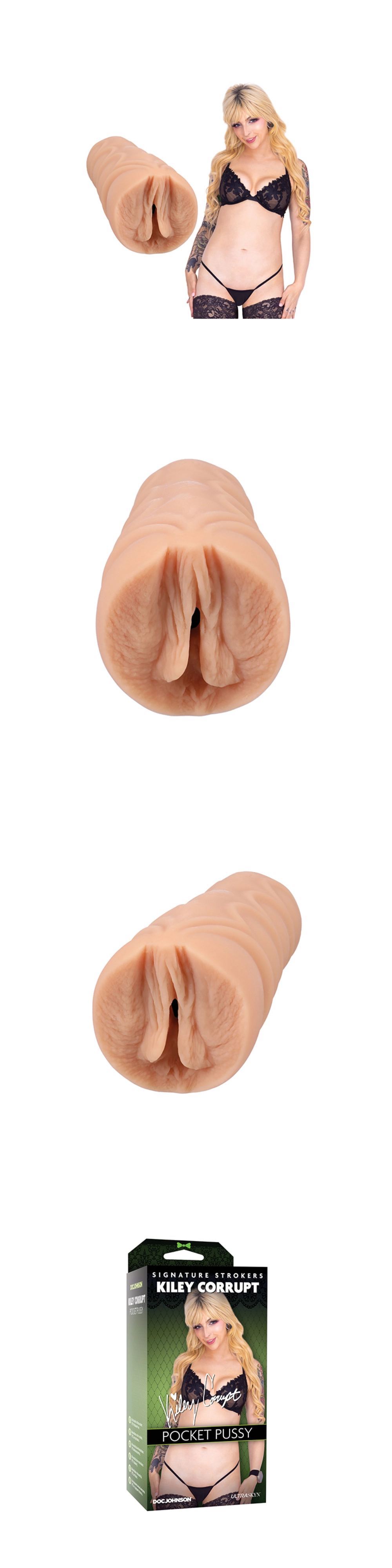 Doc Johnson signature ultraskyn realistic pocket pussy male stroker kiley corrupt vanilla