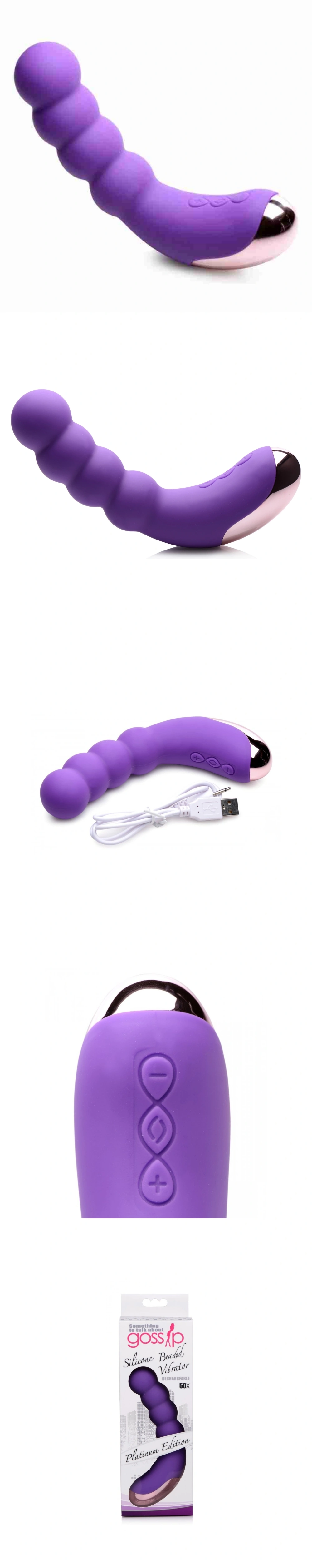 Gossip 50x beaded silicone g-spot vibrator with deep curve and 50 vibration modes