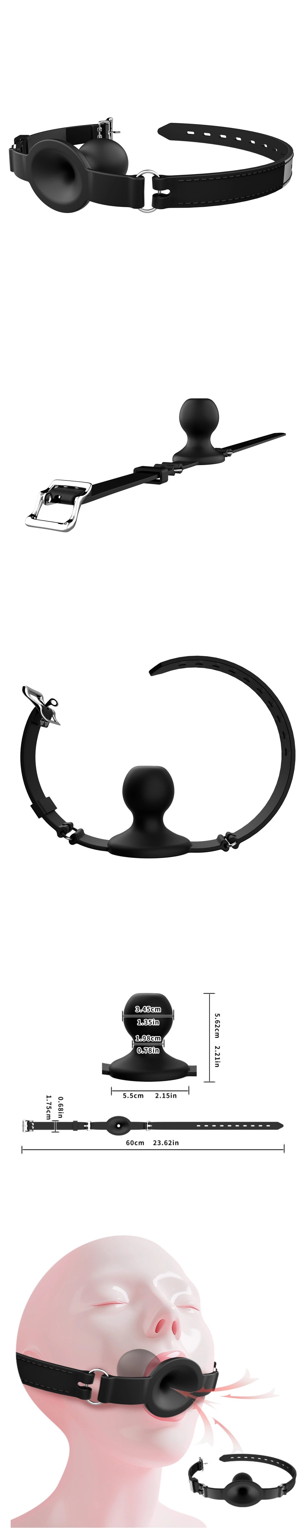Venusfun C794 silicone breathable ball gag with adjustable straps for BDSM restraint play