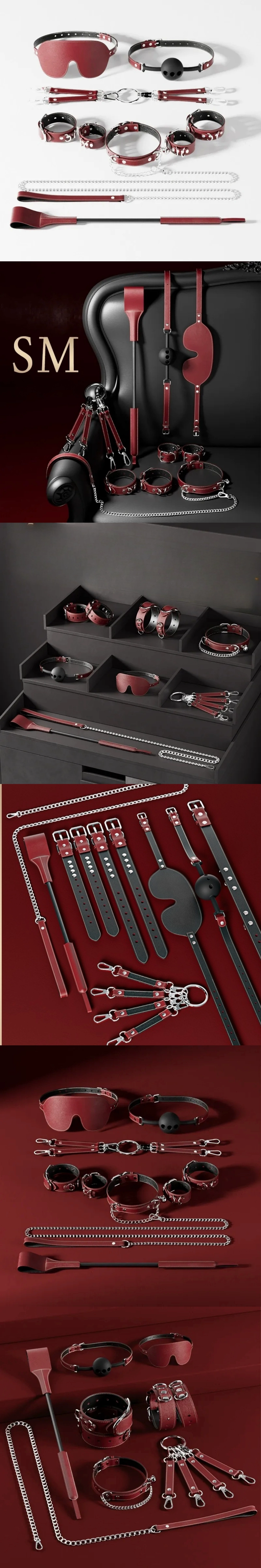 Venusfun sm bondage set bdsm leather handcuffs restraints for couples roleplay kit