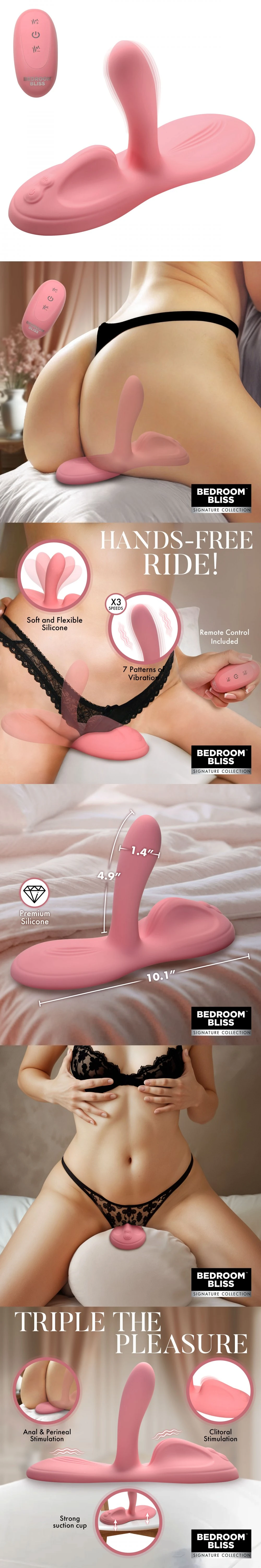 Xr Brands Triple Vibe Grinder Full View With Suction Base And Remote Control