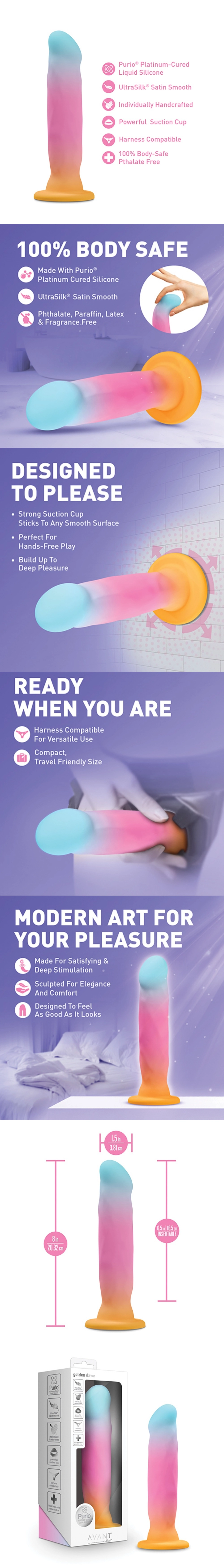 blush avant golden dawn silicone dildo with suction base for couples