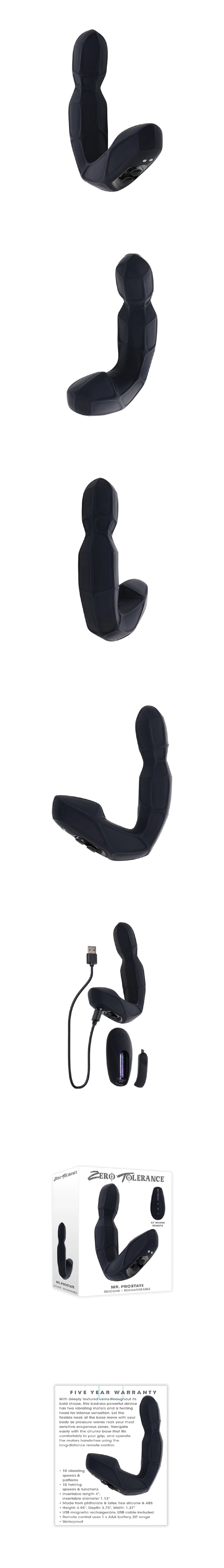 evolved novelties zero tolerance mr prostate black twirling anal vibrator for intense prostate pleasure