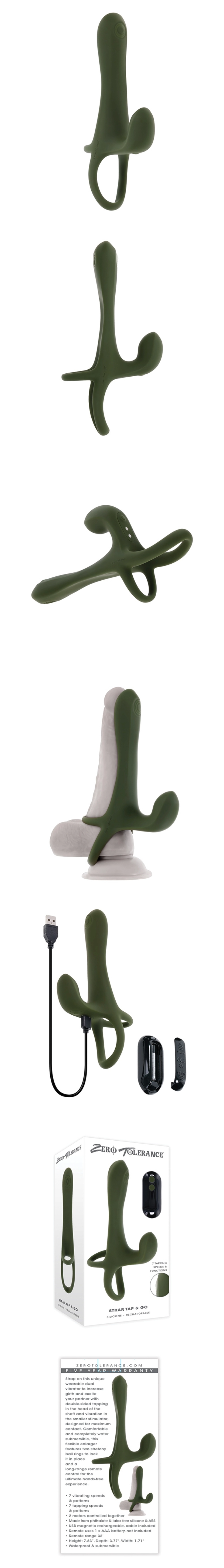 evolved novelties zero tolerance strap tap and go green couples vibrating anal toy overview