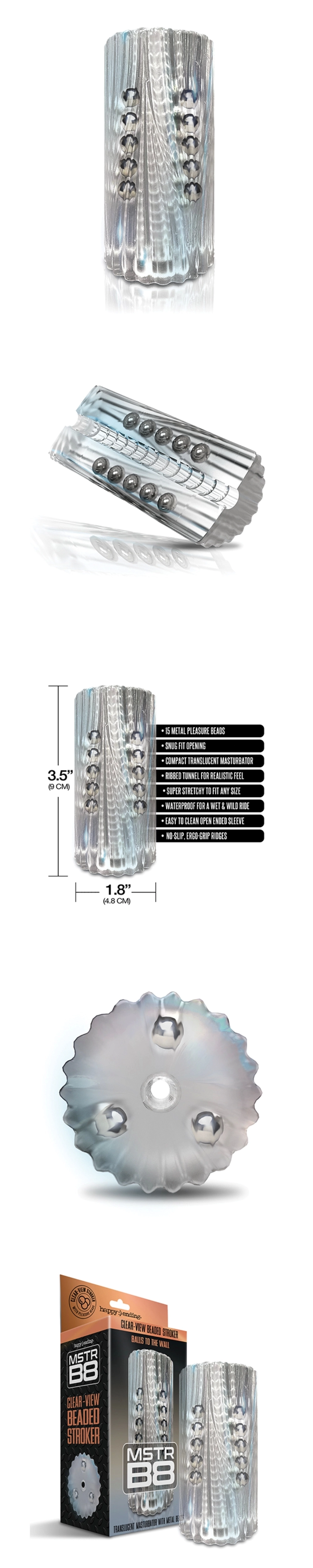 global novelties mstr b8 beaded stroker full view with 15 metal beads